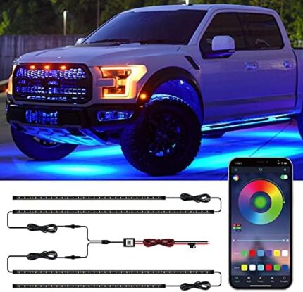 CT CAPETRONIX Exterior Car LED Light, RGB Car Underglow Lights with App Control, Sound Sensor, 16 Million Colors, Music & DIY Mode, 29 Preset Modes 2-Line Underglow for Cars, SUVs, Trucks, DC 12V