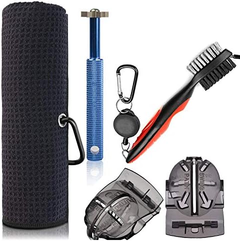 51hopKSO4tL._AC_.jpg Gzingen Microfiber Waffle Pattern Golf Towel, Brush Tool Kits with Club Groove Cleaner Brush, Golf Club Groove Sharpener Tool, 2 Golf Ball Liner, Perfect Golf Accessories, Ideal for Golfers - Image 1