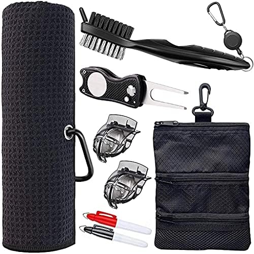 51jd3oHeT7S._AC_.jpg Golf Towel and Tool Accessories Bag KIT - Comes with a Golf Towel, Golf Club Cleaner, Divot Repair Tool, Golf Club Brush, Golf Ball Marker. This are The Perfect Golf Accessories for Men and Women. - Image 1