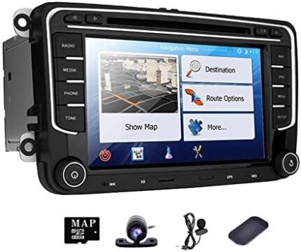 Car Radio DVD GPS Stereo Player for VW Jetta Golf 6 Passat Polo Tiguan Seat Leon Skoda Octavia Double 2 Din 7 inch in Dash HD Touch Screen Navigation FM AM Navi Camera