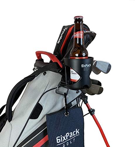 51kFDX5FaUL._AC_.jpg 6ixPack Golf | Golf Bag Drink Holder, Golf Accessories for Men. Universal Clamp to Fit Golf Bags, Carts, Trolleys and Buggies. Cup Holder Fits All Types of Bottles, Cans, Coffee Cup Holder. Golf Gifts - Image 1