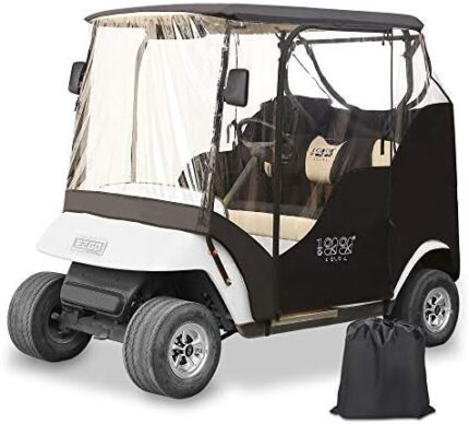10L0L Golf Cart Enclosure 2 Passenger for EZGO TXT,Waterproof Portable Drivable Golf Cart Storage Cover,Travel 4-Sided Enclosure (Black/Transparent)