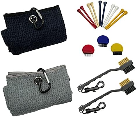 51n42HWdTZS._AC_.jpg VIVA EAGLE Golf Cleaning Accessories Set | Microfiber Tri-fold Golf Towels | Golf Brushes with Dual Bristles | Golf Pocket-Sized Coin Brushes | Bamboo Golf Tees (3-1/4 inch or 83mm) - Image 1