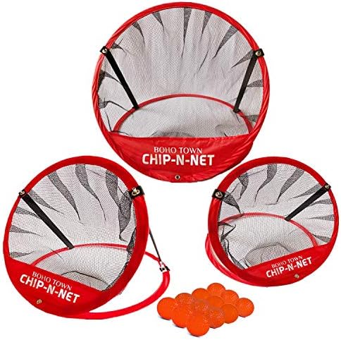 51nFL-IVpL._AC_.jpg Boho Town Golf Chip-N-Net Sports 3 Piece Chipping Nets Target Practice Set with Accessories Including 12 Practice Golf Balls and a Complimentary Carrying Case for Indoor and Outdoor Use - Image 1