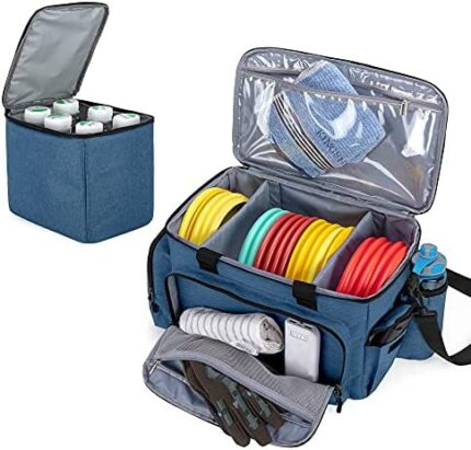DSLEAF Disc Golf Bag Holds 25 Disc Capacity, with Cooler Bag, Extra Storage Pockets