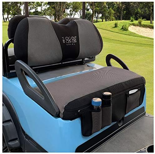 51ptIKJrFBL._AC_.jpg 10L0L Newest Golf Cart Seat Cover Set with Storage Bags Fit for Club Car DS Precedent & Yamaha, Keep Warm Bench Seat Covers Breathable Washable Polyester Mesh Cloth Gray Black Red - Large - Image 1