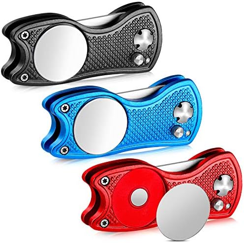 51ruA3g3dML._AC_.jpg 3 Pieces Golf Divot Repair Tool Stainless Steel Foldable Golf Repair Tool Magnetic Golf Ball Marker Tool with Pop Up Button Portable Golf Pitchfork, 3 Colors - Image 1