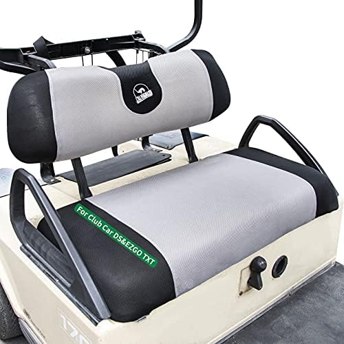 51wElOVSjdS._AC_.jpg CLUBRALLY Golf Cart Seat Cover Set Fit for Club Car, EZGO, Yamaha, Breathable Air Bench Seat Covers Keep The Seats Cool in The Summer Heat Washable Polyester Mesh Cloth with Logo-Small - Image 1