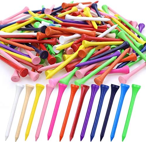 51weENVg4tL._AC_.jpg MotBach 200 Pieces Wooden Golf Tees, Professional Solid Wood Tees, Mixed - Color Wooden Tees, 2-3/4inch - Image 1