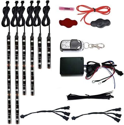 NBWDY Million Color 6pc strip led Motorcycle Cellphone app Bluetooth Controller Motorcycle LED Light Kits with Music Sync for motorcycle,ATV,golf Car