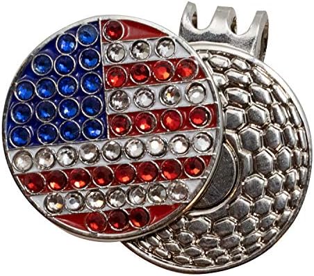 51ye7-ZD-vL._AC_.jpg DA VINCI Magnetic Golf Hat Clip with 1 Inch Bling Metal Golf Ball Marker - Image 1