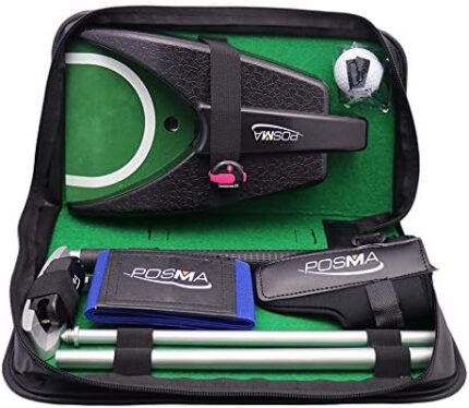 POSMA GSP010A All-in-1 Golf Putting Training Executive Gift Set Perfect Golf Training Putter Gift Set for Indoor Outdoor Golf Practice - Aluminum Putter
