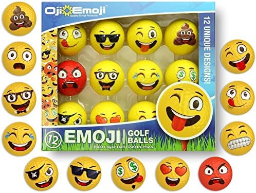 615dk2IJojL._AC_.jpg Oji-Emoji Premium Emoji Golf Balls, Unique Professional Practice Golf Balls, 12-Pack Emoji Golfer Novelty Golf Gift for All Golfers, Fun Golf Gifts for Men, Dads, Women, Kids, golf accessories - Image 1