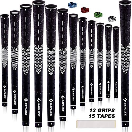 61Ajtf4I45L._AC_.jpg SAPLIZE Golf Grips Standard/Midsize 13 Grips with 15 Tapes or 13 Grips with Full Regripping Kit Anti-Slip Rubber Golf Club Grips - Image 1