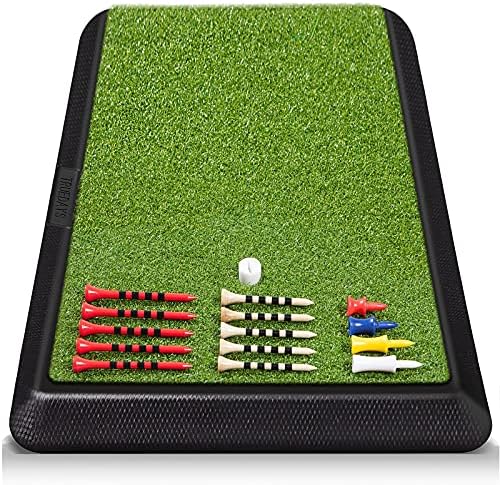 61FXoIcqxkS._AC_.jpg TRUEDAYS Golf Hitting Mat, Heavy Rubber Base Portable Golf Practice Hitting Mat with Tee for Indoor & Outdoor Golf Training - Image 1
