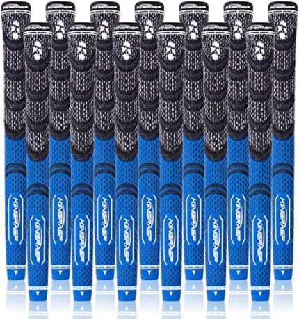 KINGRASP Multi Compound Golf Grips，13 Grips Set,Soft Rubber Golf Clubs Grips, Anti-Slip Ecological Cotton Yarn Thread Technology,Midesize Standard Size,11 Colors Optional