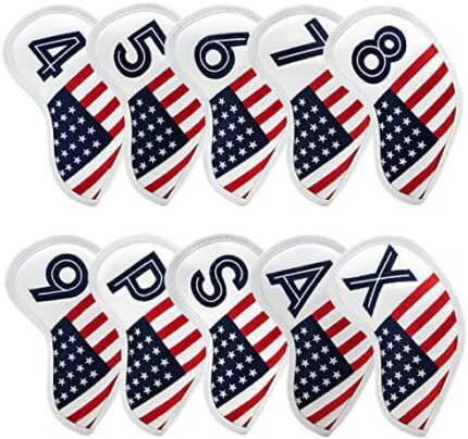 Golf Iron Head Covers Set 10pcs/Set Iron Headcover Golf Iron Club Cover USA American Flag for PXG0311