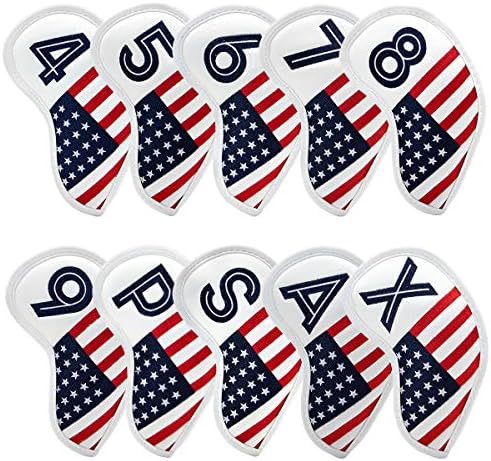 61n00pyA0L._AC_.jpg Golf Iron Head Covers Set 10pcs/Set Iron Headcover Golf Iron Club Cover USA American Flag for PXG0311 - Image 1
