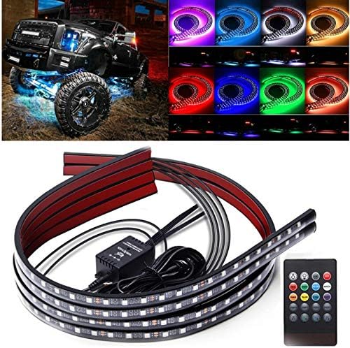 61wQwo0CwML._AC_.jpg 4pcs 8 Colors LED Strip Under Car Tube Underglow Underbody System Neon Accent Light Kit with Sound Active and Wireless Remote Control (2x36"&2x48" Strips) - Image 1