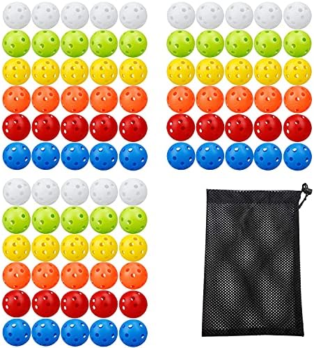 61zh9G7gZ0S._AC_.jpg KISEER 90 Pack Colorful Plastic Practice Golf Balls Airflow Hollow Training Golf Balls with Nylon Mesh Golf Ball Bags for Driving Range, Swing Practice, Outdoor or Home Use - Image 1